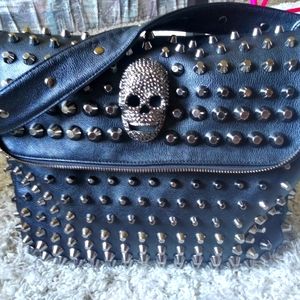 Vegan Leather Spiked Skull Handbag